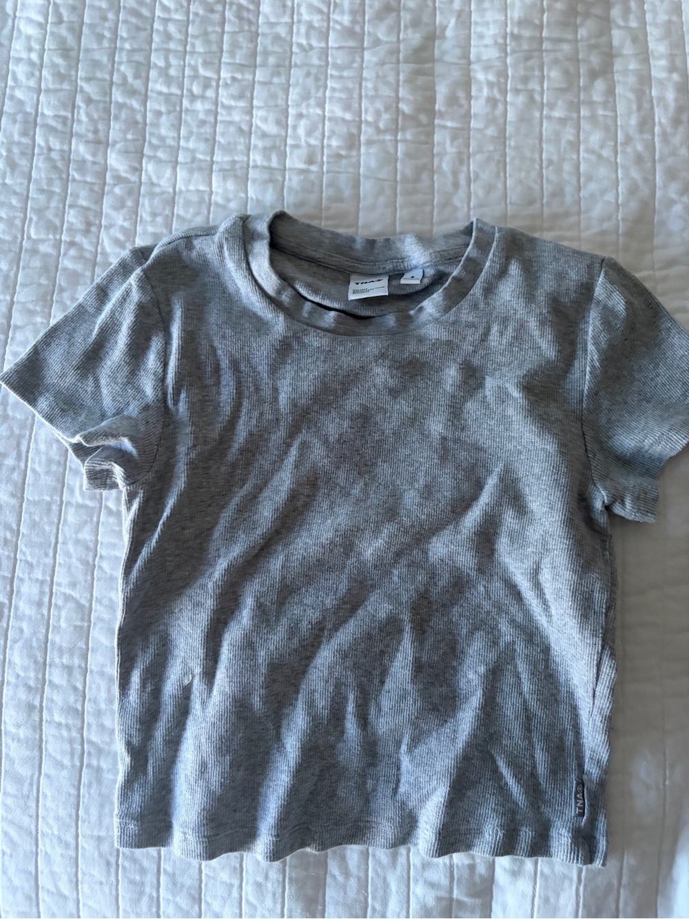Aritzia Short Sleeve Ribbed Tee in Light Gray